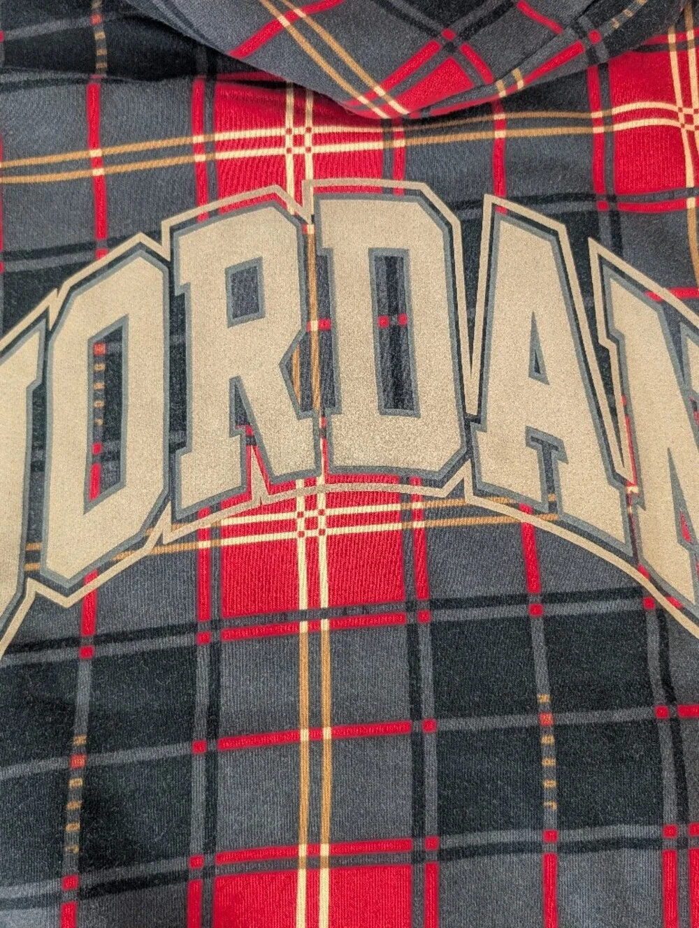 Jordan Men’s Small Red & Black Plaid Hooded Sweatshirt